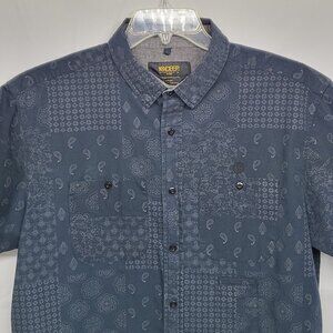 10 Deep Mens Shirt Button Up Size Large Paisely Geometric Boho Short Sleeve